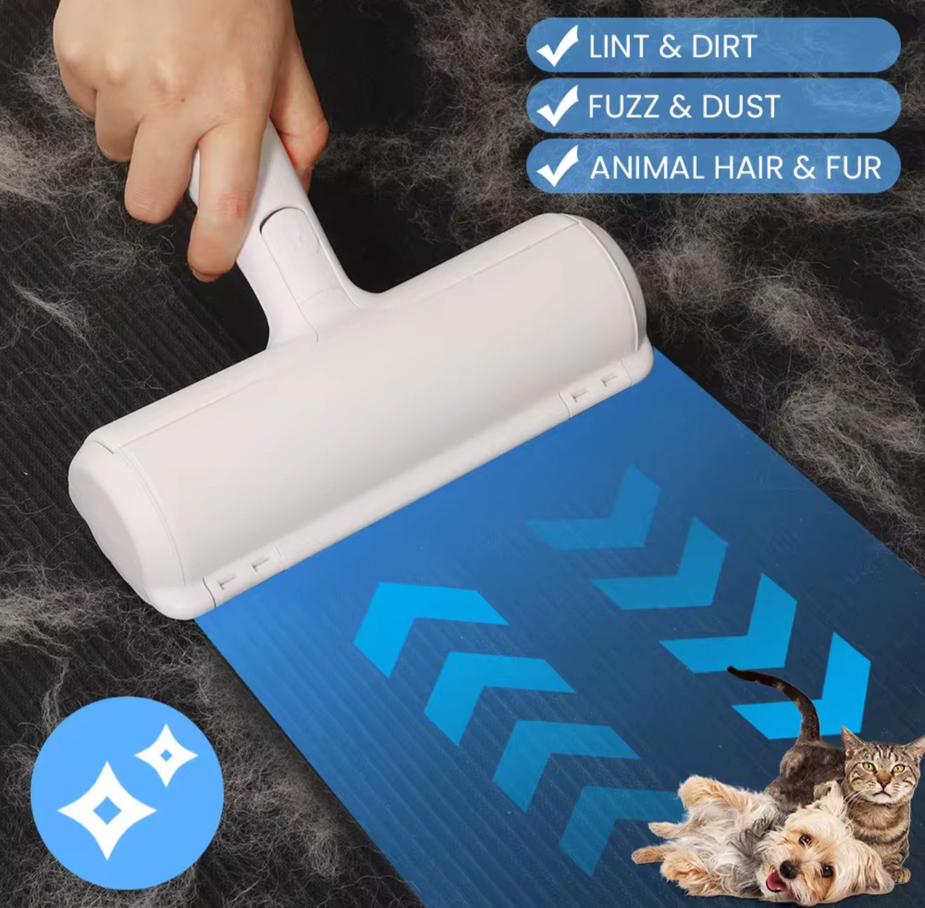 Pet hair removal roller