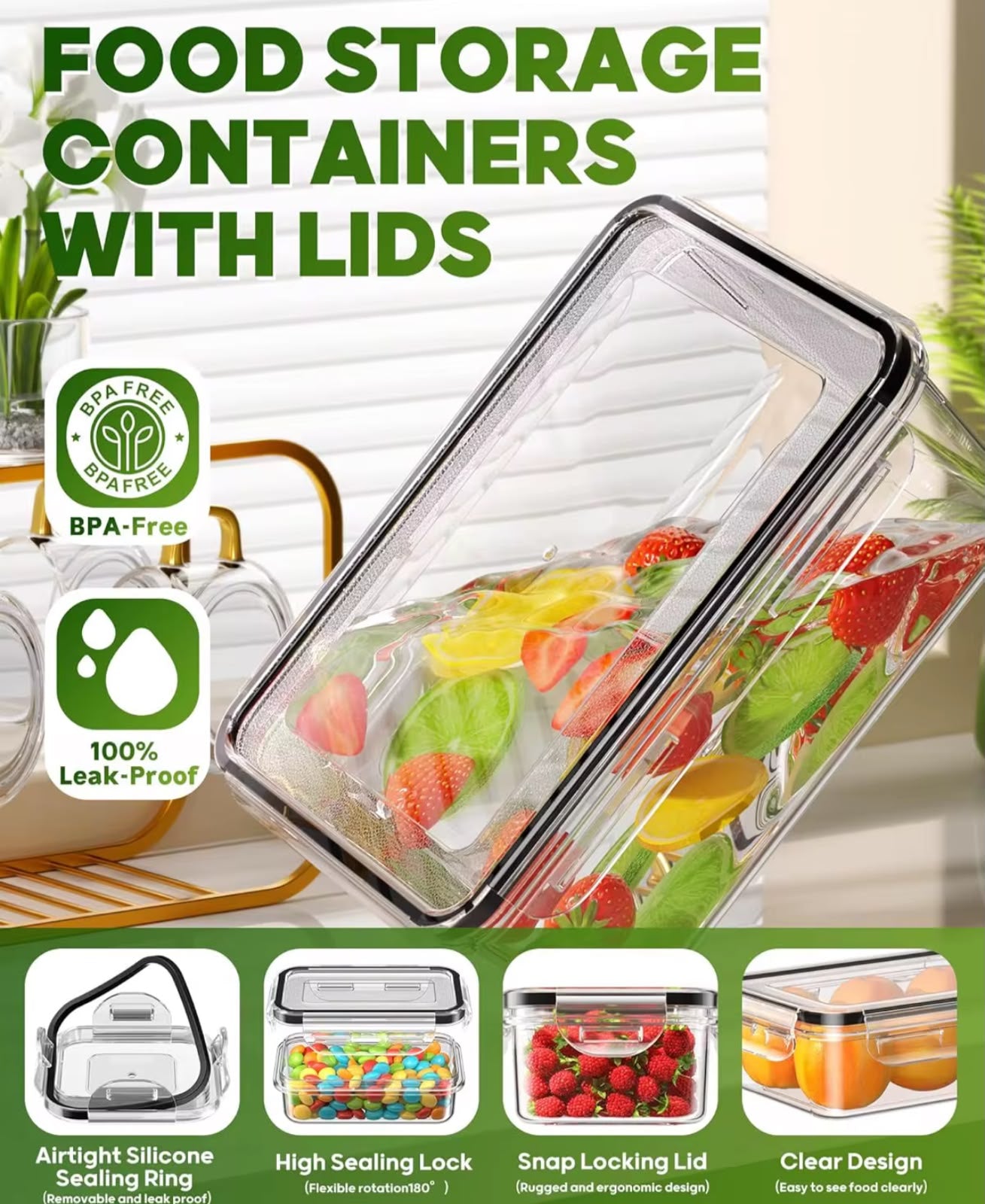 Food storage Containers (15 pcs)