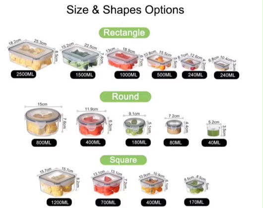 Food storage Containers (15 pcs)